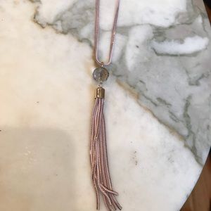 Pink Tassel Crystal Necklace